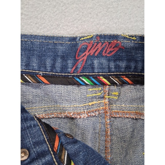 Gino Green Global Men Dark Wash Patched Embroidered Denim Jean Y2K Jeans Size 36 - Picture 6 of 13